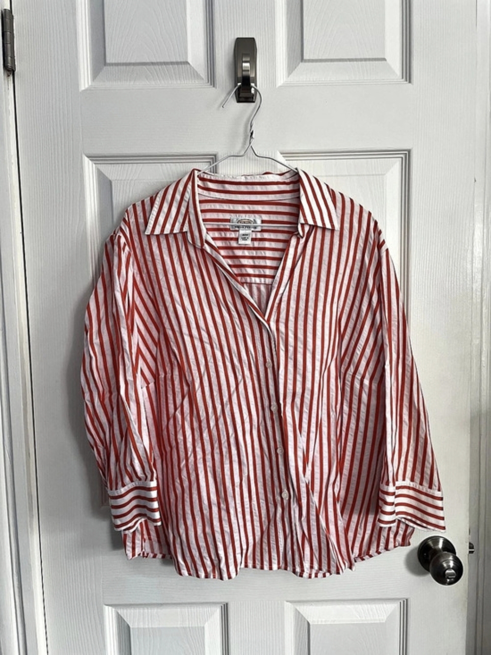 Talbots Striped Button Down Shirt in Orange & White Size 22W